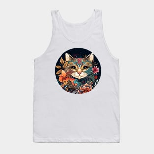 LadLay Cat Flower Beautiful - Cat Boho Lover Tank Top